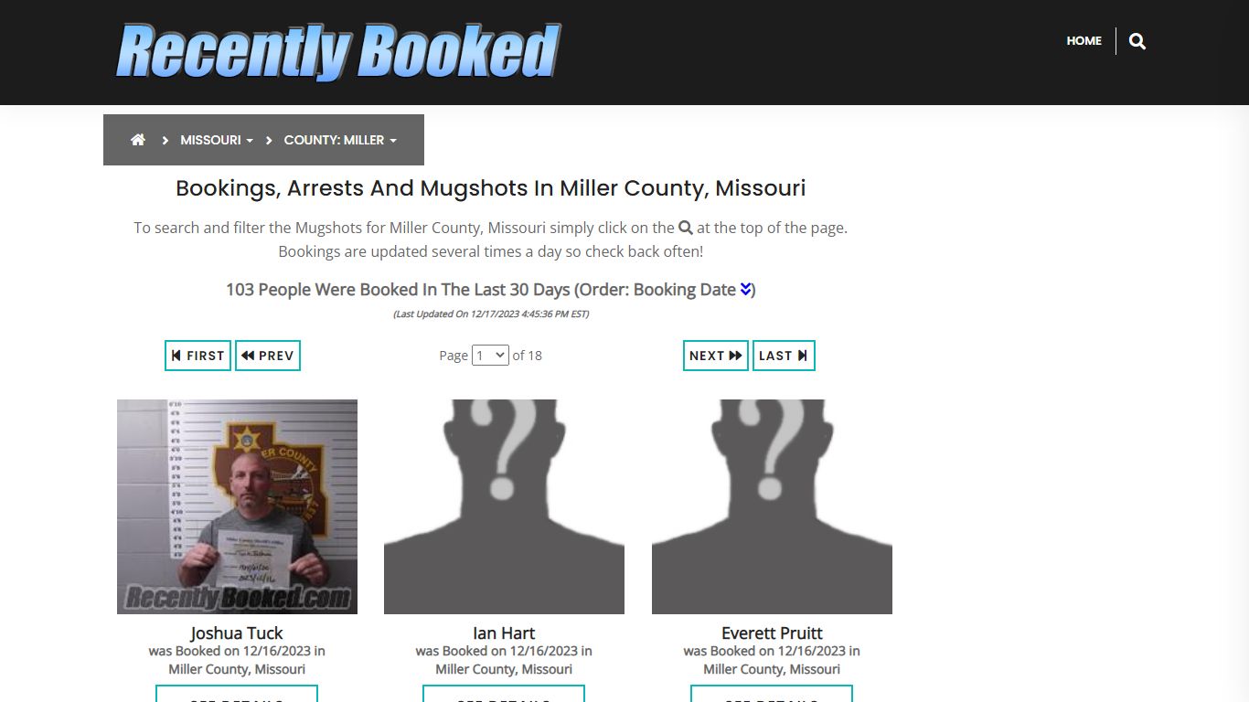 Recent bookings, Arrests, Mugshots in Miller County, Missouri