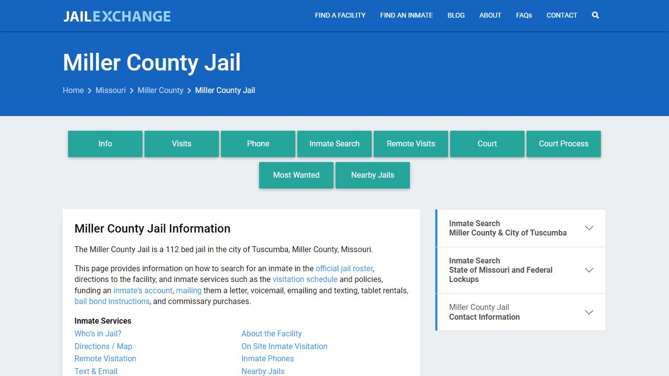 Miller County Jail, MO Inmate Search, Information